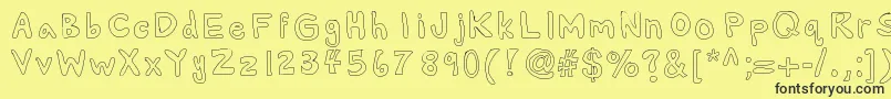Alexsbubbles-Schriftart – Schwarze Schriften auf gelbem Hintergrund