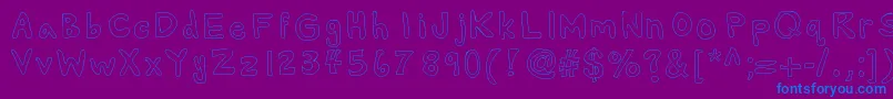 Alexsbubbles-Schriftart – Blaue Schriften auf violettem Hintergrund