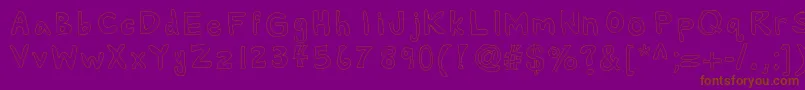 Alexsbubbles-Schriftart – Braune Schriften auf violettem Hintergrund
