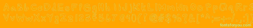 Alexsbubbles-Schriftart – Grüne Schriften auf orangefarbenem Hintergrund