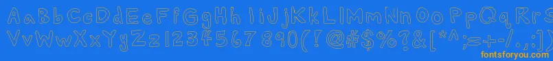 フォントAlexsbubbles – オレンジ色の文字が青い背景にあります。