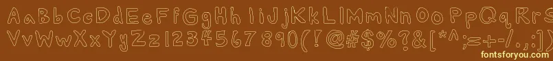 Alexsbubbles-fontti – keltaiset fontit ruskealla taustalla