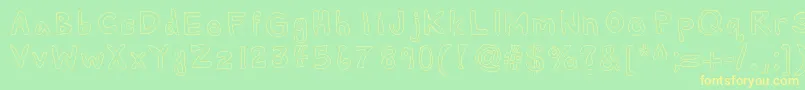 Alexsbubbles-fontti – keltaiset fontit vihreällä taustalla