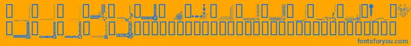 BorderCorners-Schriftart – Blaue Schriften auf orangefarbenem Hintergrund