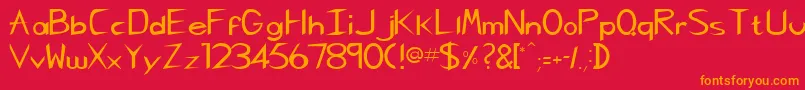 GregorianhtNormal-Schriftart – Orangefarbene Schriften auf rotem Hintergrund
