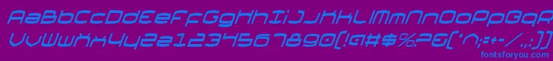 Fonte ThundergodCondensedItalic – fontes azuis em um fundo violeta