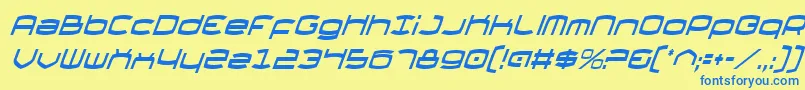 Шрифт ThundergodCondensedItalic – синие шрифты на жёлтом фоне
