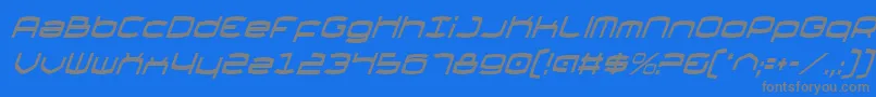 ThundergodCondensedItalic-Schriftart – Graue Schriften auf blauem Hintergrund