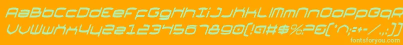 ThundergodCondensedItalic-Schriftart – Grüne Schriften auf orangefarbenem Hintergrund
