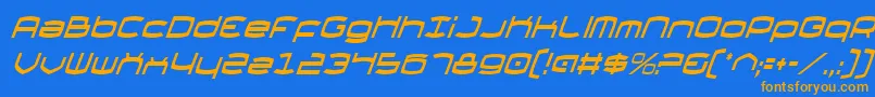 ThundergodCondensedItalic Font – Orange Fonts on Blue Background