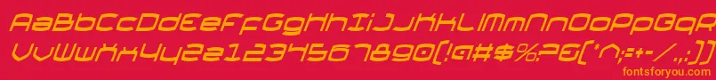 ThundergodCondensedItalic-Schriftart – Orangefarbene Schriften auf rotem Hintergrund