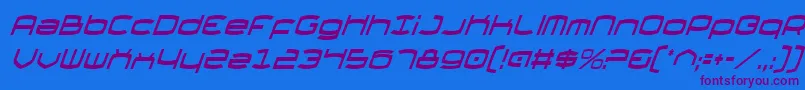 ThundergodCondensedItalic-Schriftart – Violette Schriften auf blauem Hintergrund