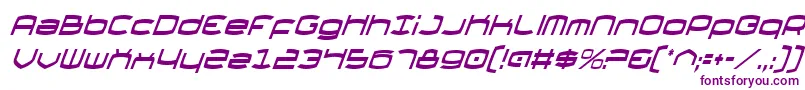 ThundergodCondensedItalic-Schriftart – Violette Schriften auf weißem Hintergrund