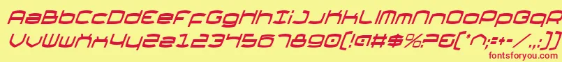 ThundergodCondensedItalic-Schriftart – Rote Schriften auf gelbem Hintergrund