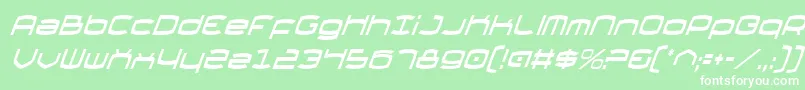 Шрифт ThundergodCondensedItalic – белые шрифты на зелёном фоне