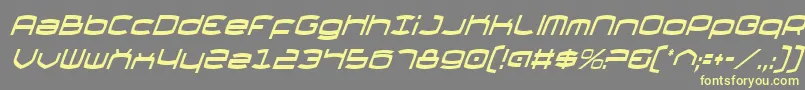 ThundergodCondensedItalic-Schriftart – Gelbe Schriften auf grauem Hintergrund