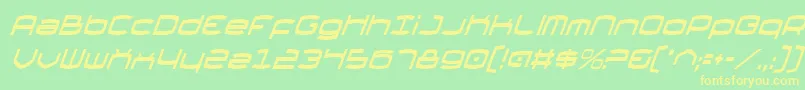 フォントThundergodCondensedItalic – 黄色の文字が緑の背景にあります