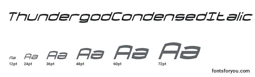 ThundergodCondensedItalic-fontin koot