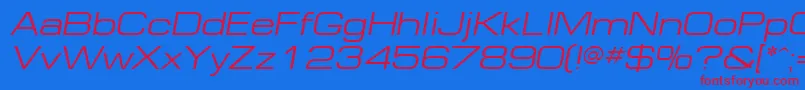 EuropeExtOblique Font – Red Fonts on Blue Background