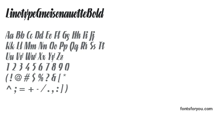 A fonte LinotypeGneisenauetteBold – alfabeto, números, caracteres especiais