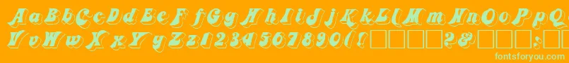 3Dfremont-Schriftart – Grüne Schriften auf orangefarbenem Hintergrund