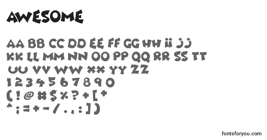 Schriftart Awesome (92931) – Alphabet, Zahlen, spezielle Symbole