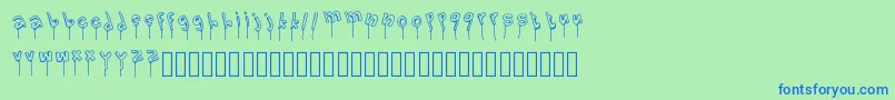 LolipopFont-Schriftart – Blaue Schriften auf grünem Hintergrund