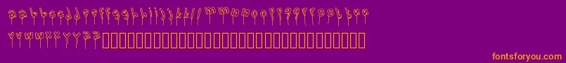 LolipopFont-Schriftart – Orangefarbene Schriften auf violettem Hintergrund