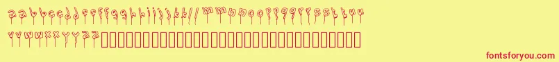 Czcionka LolipopFont – czerwone czcionki na żółtym tle