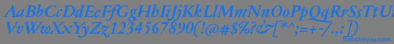 JannontextBolditalic-Schriftart – Blaue Schriften auf grauem Hintergrund