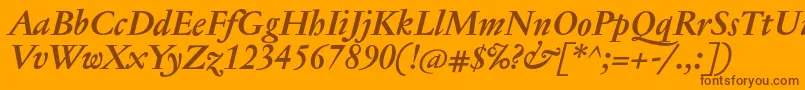 Czcionka JannontextBolditalic – brązowe czcionki na pomarańczowym tle