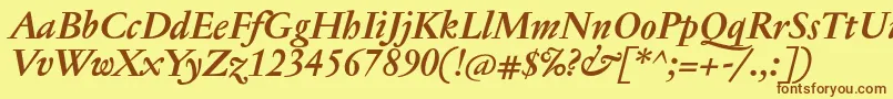 Шрифт JannontextBolditalic – коричневые шрифты на жёлтом фоне