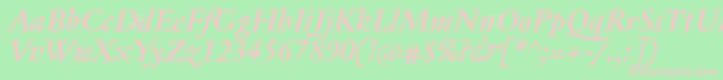 Шрифт JannontextBolditalic – розовые шрифты на зелёном фоне