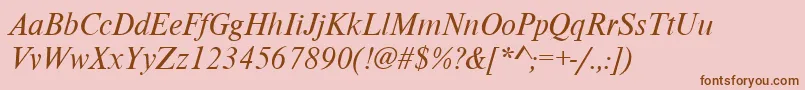 Fonte NimbusromdcyItalic – fontes marrons em um fundo rosa