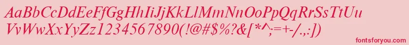 NimbusromdcyItalic-Schriftart – Rote Schriften auf rosa Hintergrund