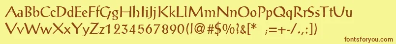 Więcej informacji o czcionce PostantiquaLight Czcionka PostantiquaLight – brązowe czcionki na żółtym tle