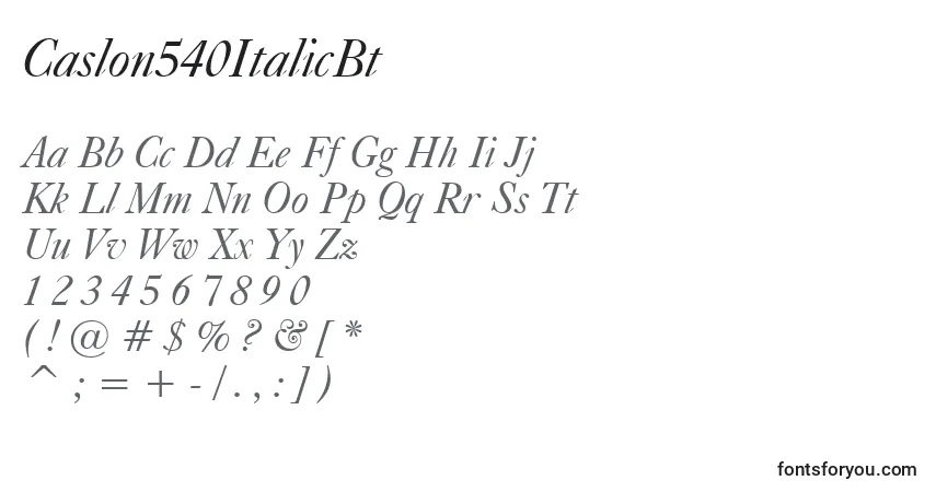 Schriftart Caslon540ItalicBt – Alphabet, Zahlen, spezielle Symbole