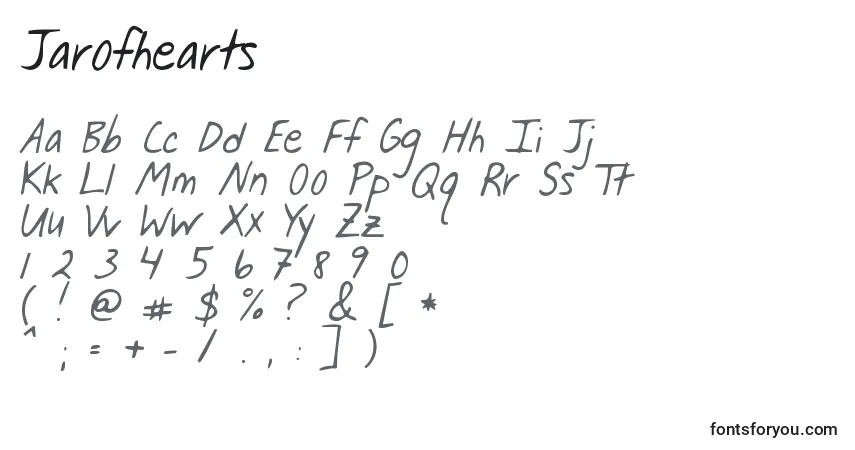 Schriftart Jarofhearts – Alphabet, Zahlen, spezielle Symbole