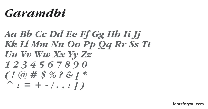 Шрифт Garamdbi – алфавит, цифры, специальные символы