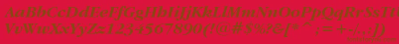 Garamdbi-Schriftart – Braune Schriften auf rotem Hintergrund