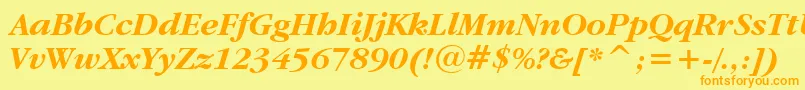 フォントGaramdbi – オレンジの文字が黄色の背景にあります。