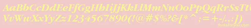 Garamdbi-Schriftart – Gelbe Schriften auf rosa Hintergrund