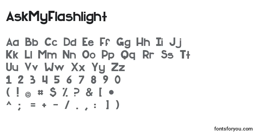 Schriftart AskMyFlashlight – Alphabet, Zahlen, spezielle Symbole