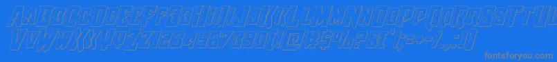 Weitere Informationen zur Raidercrusaderout-Schriftart Raidercrusaderout-Schriftart – Graue Schriften auf blauem Hintergrund