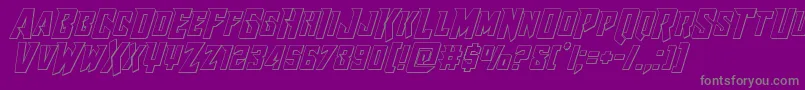 Lisätietoja Raidercrusaderout-fontista Raidercrusaderout-fontti – harmaat kirjasimet violetilla taustalla