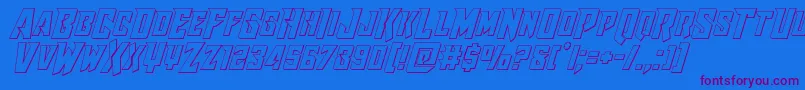 Weitere Informationen zur Raidercrusaderout-Schriftart Raidercrusaderout-Schriftart – Violette Schriften auf blauem Hintergrund