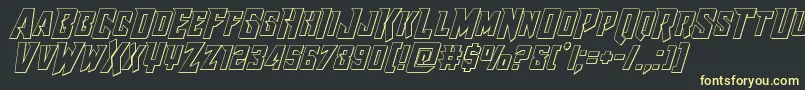 Raidercrusaderoutフォントについての詳細 フォントRaidercrusaderout – 黒い背景に黄色の文字