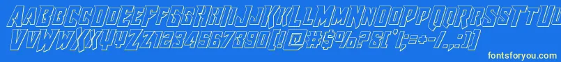 Raidercrusaderout Font – Yellow Fonts on Blue Background