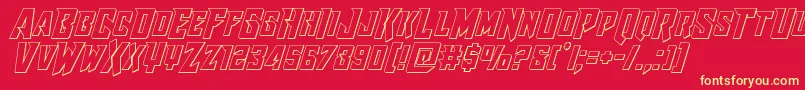 Więcej informacji o czcionce Raidercrusaderout Czcionka Raidercrusaderout – żółte czcionki na czerwonym tle