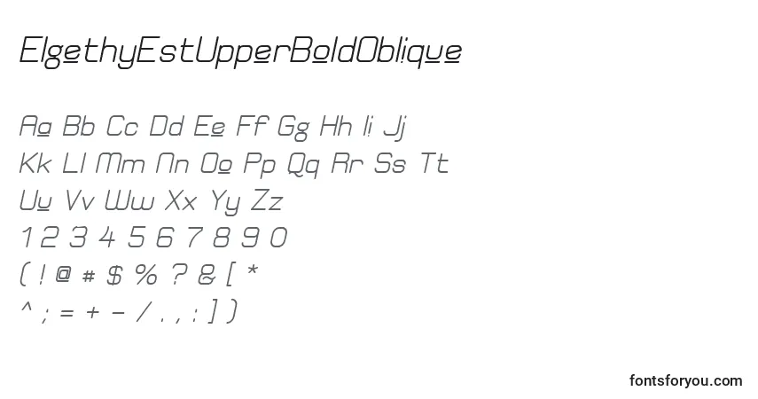 Schriftart ElgethyEstUpperBoldOblique – Alphabet, Zahlen, spezielle Symbole